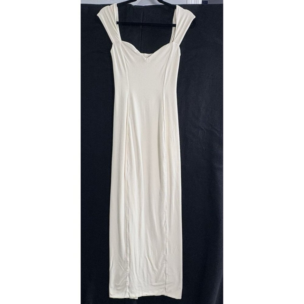 OH POLLY Women Jersey Knit Sleeveless Wide Strap‎ Maxi Dress Sz 6 Ivory 7-17